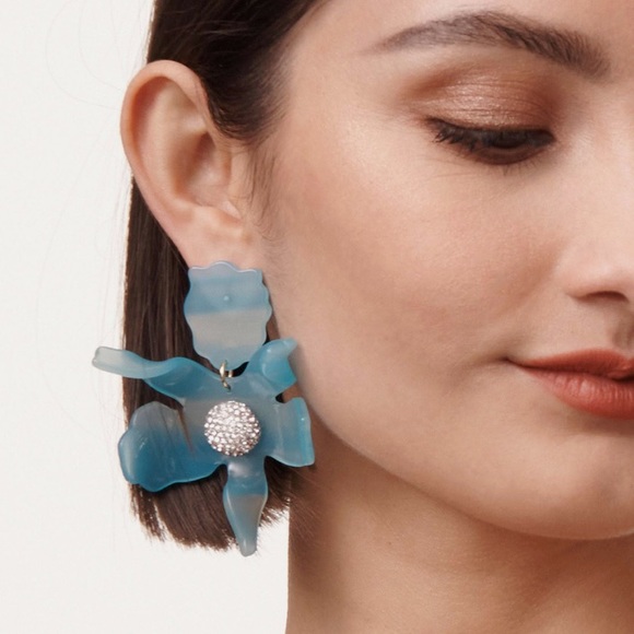 BNWT Lele Sadoughi Lily crystal earring - Teal Swirl - Picture 6 of 7